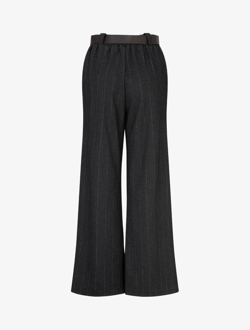 Gestreifte weite Hose - Schwarz