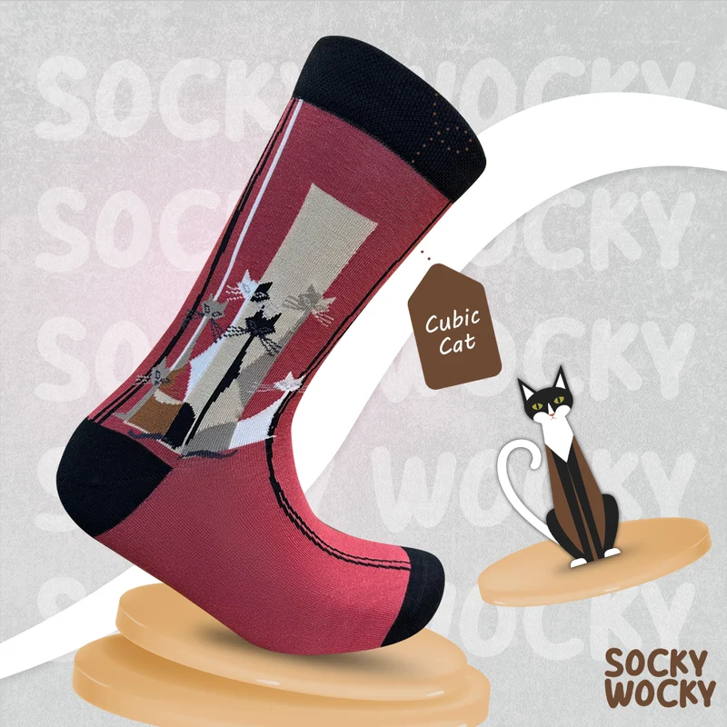 Cubic Cat Socks Geometric Animal Edition