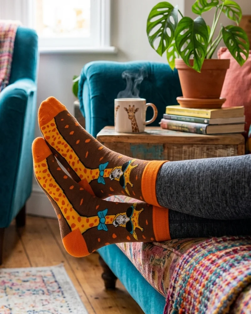 Cool Giraffe Socks Safari Animal Series