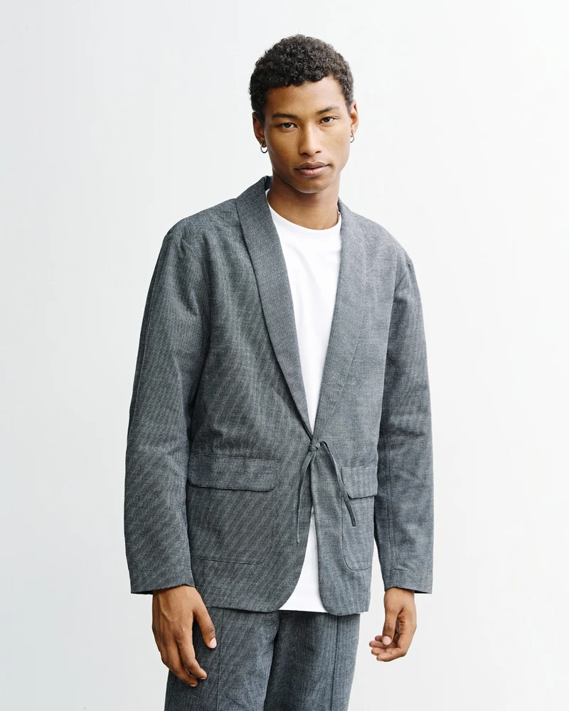 Grauer Blazer Kimono aus 100% Bio-Baumwolle von Rotholz