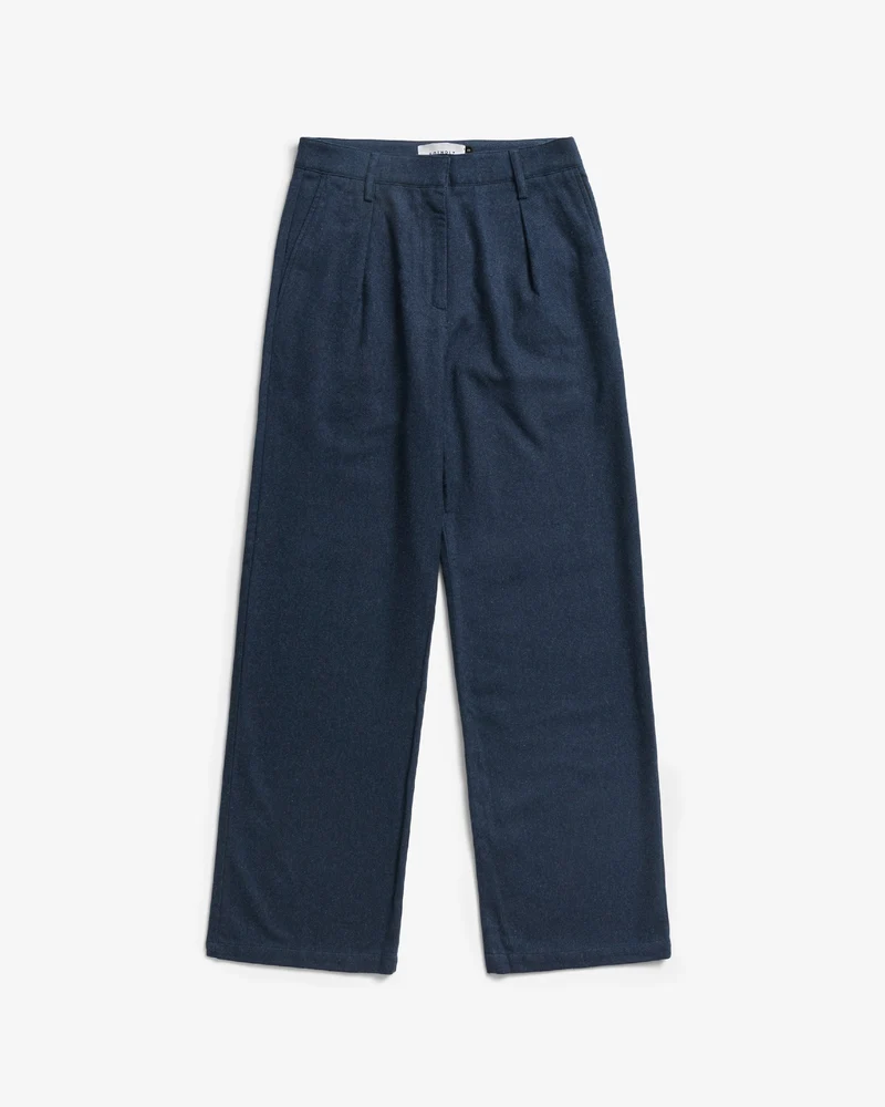 Dunkelblaue Flanellhose High-Waist aus 100% Bio-Baumwolle von Rotholz