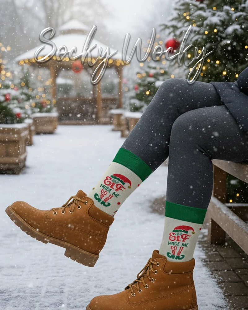 Elf Made Me Do It Socks Christmas Humor Edition