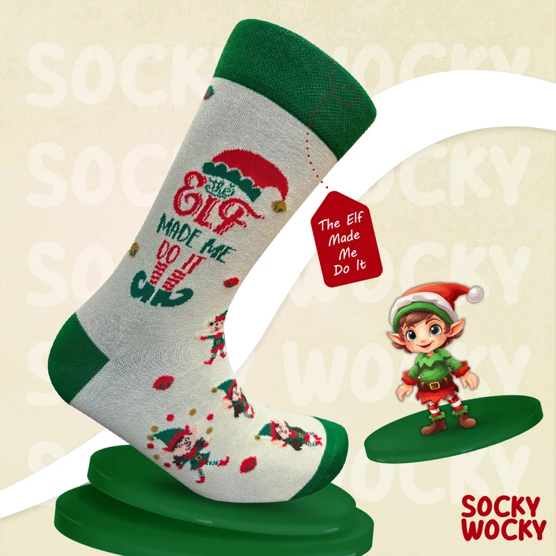 Elf Made Me Do It Socks Christmas Humor Edition