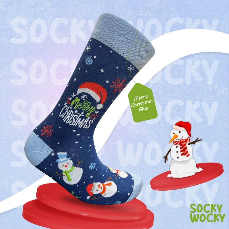 Merry Christmas Blue Socks Winter Holiday Series