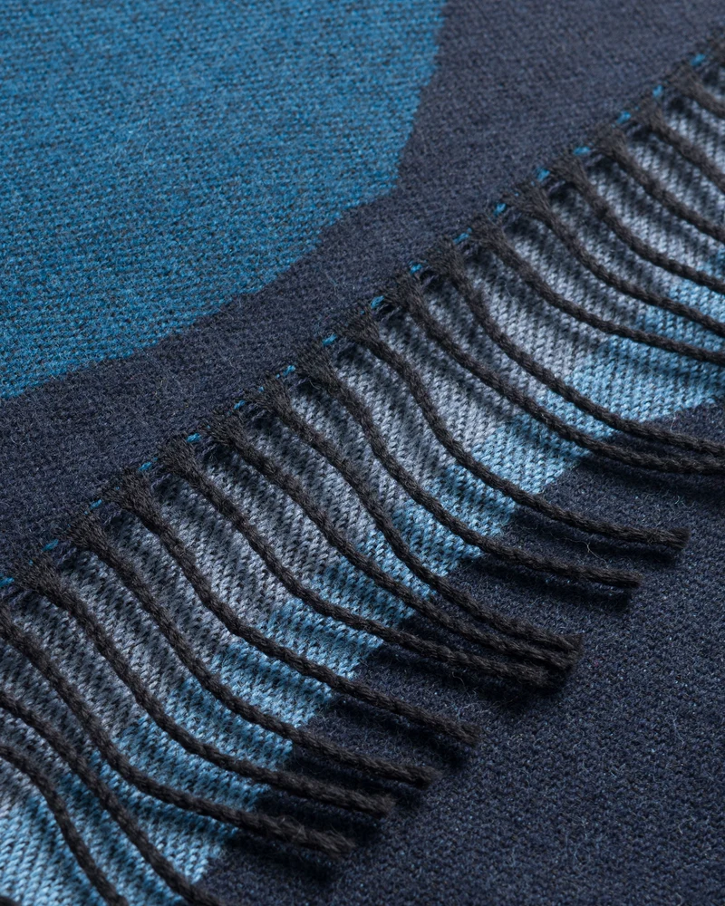 Blauer Schal Bubbles aus Merinowolle von Rotholz