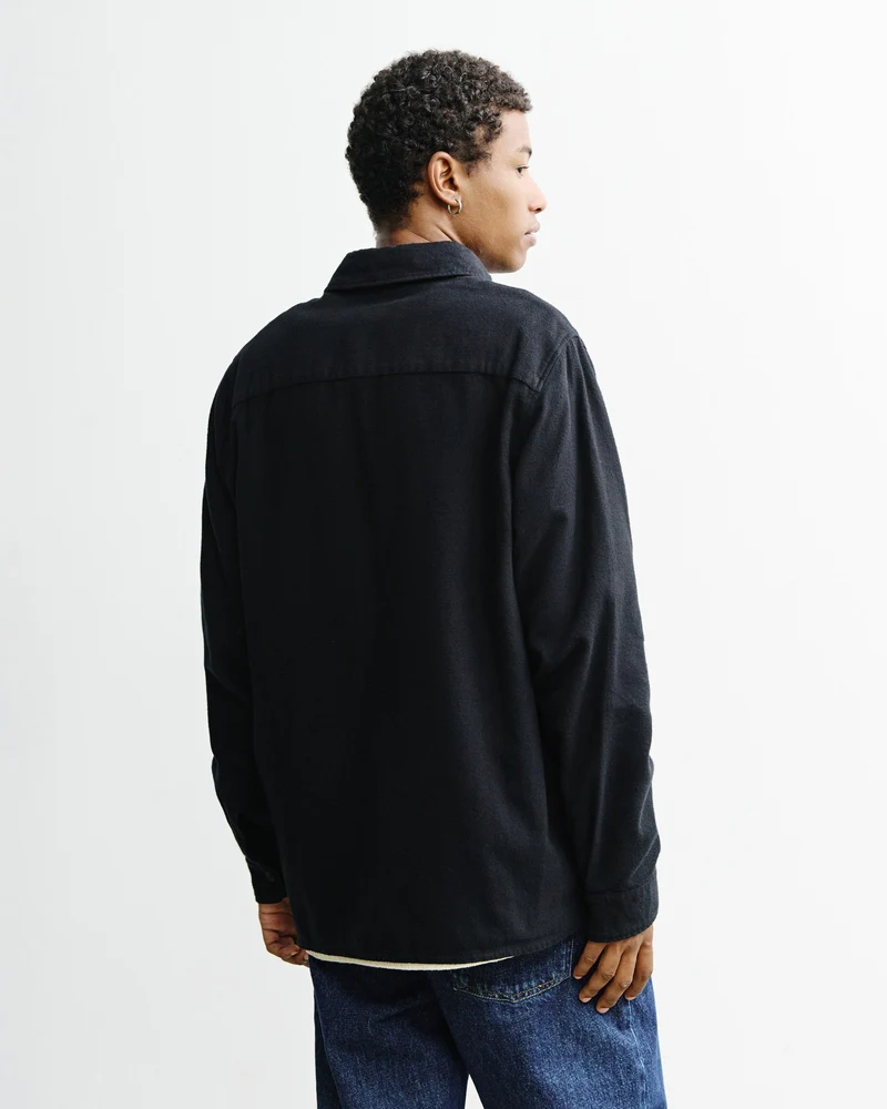Schwarzes Hemd Flanell aus Bio-Baumwolle von Rotholz