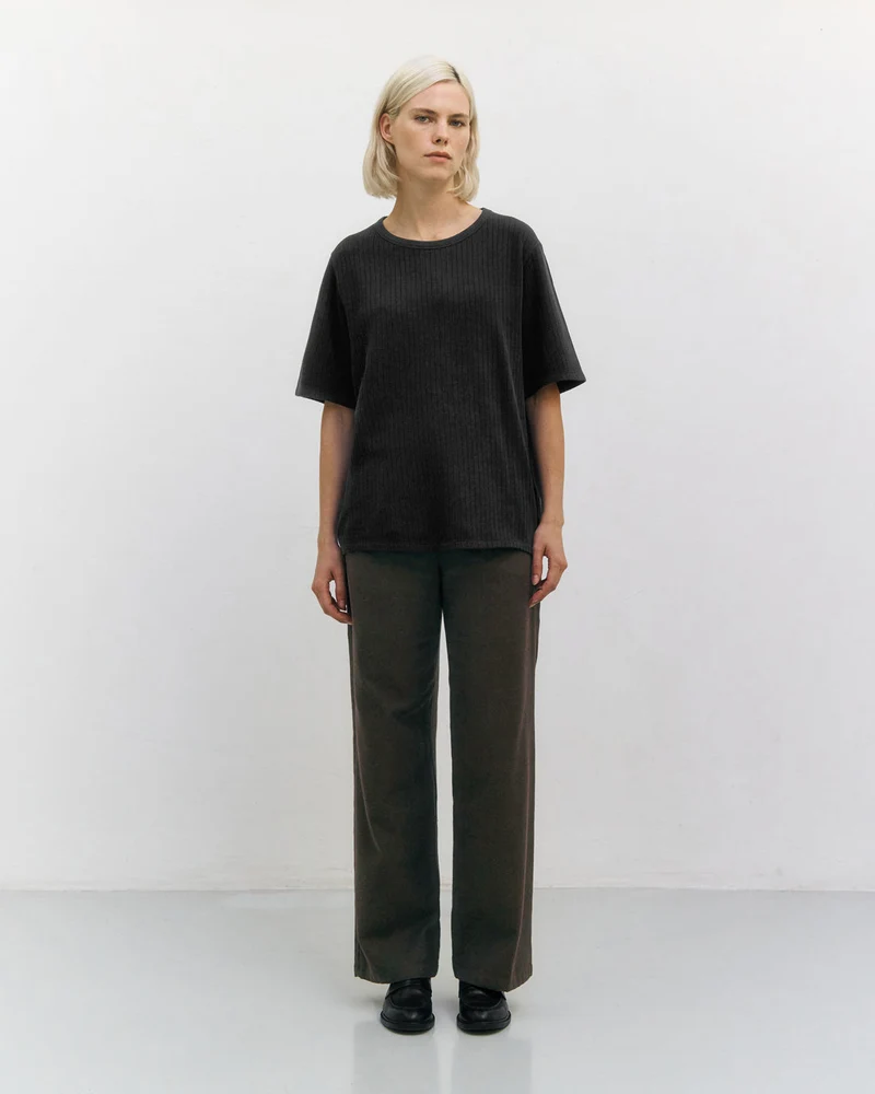 Schwarzes T-Shirt Gerippt aus Bio-Baumwolle von Rotholz