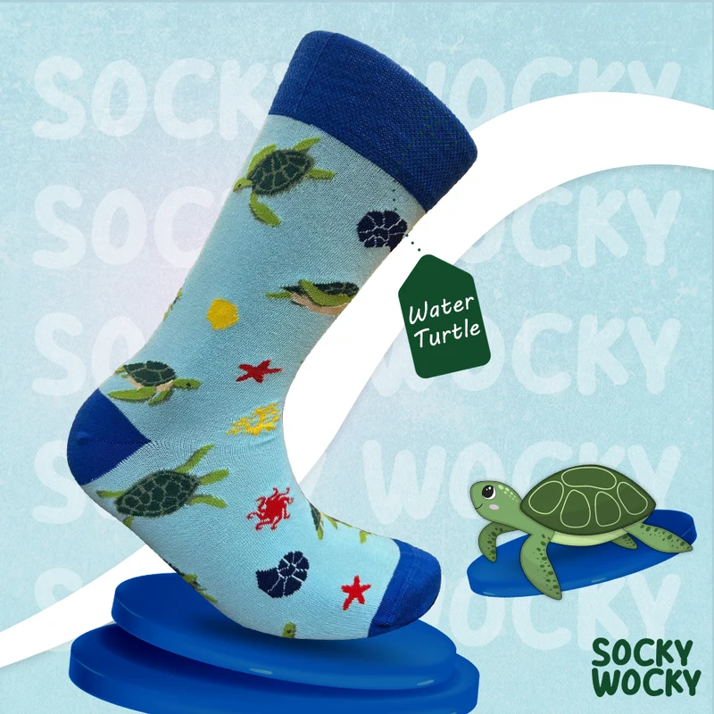 Water Turtle Blue Socks Ocean Nature Edition