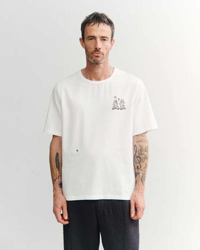 Weisses T-Shirt Caterpillar aus Bio-Baumwolle von Rotholz