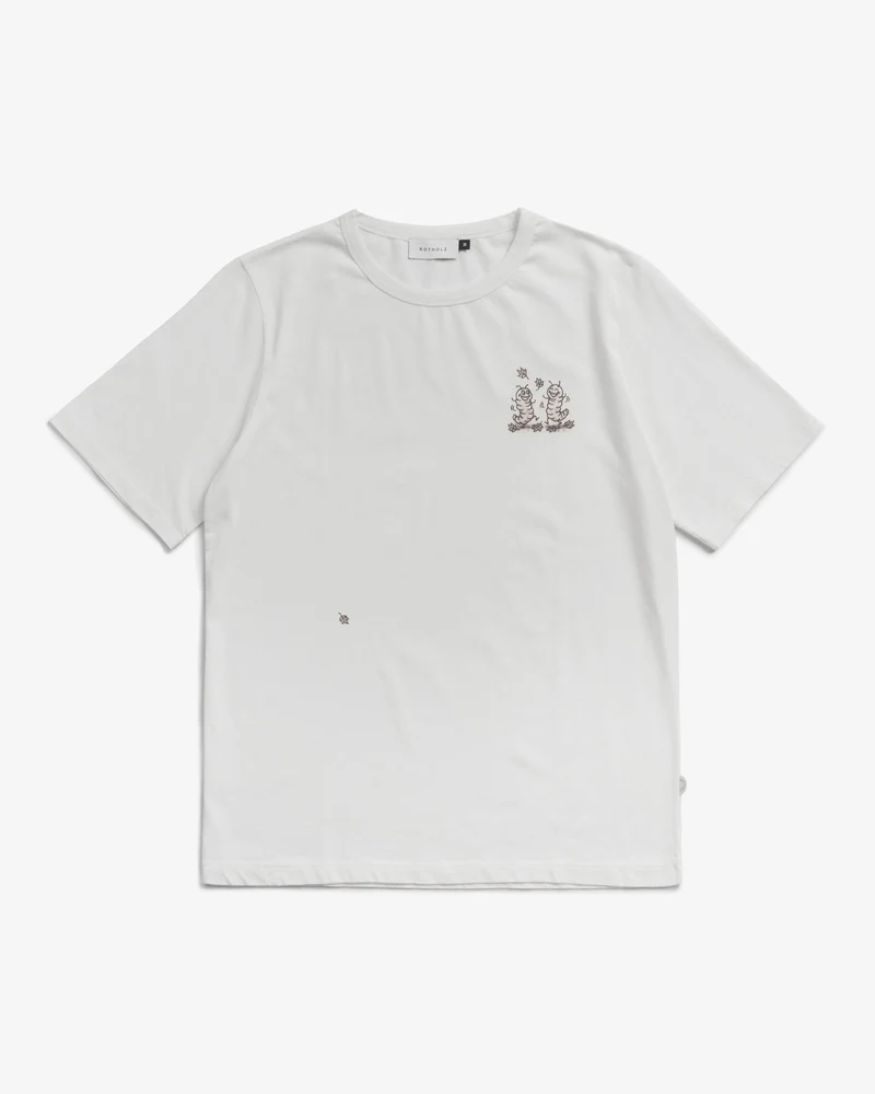 Weisses T-Shirt Caterpillar aus Bio-Baumwolle von Rotholz