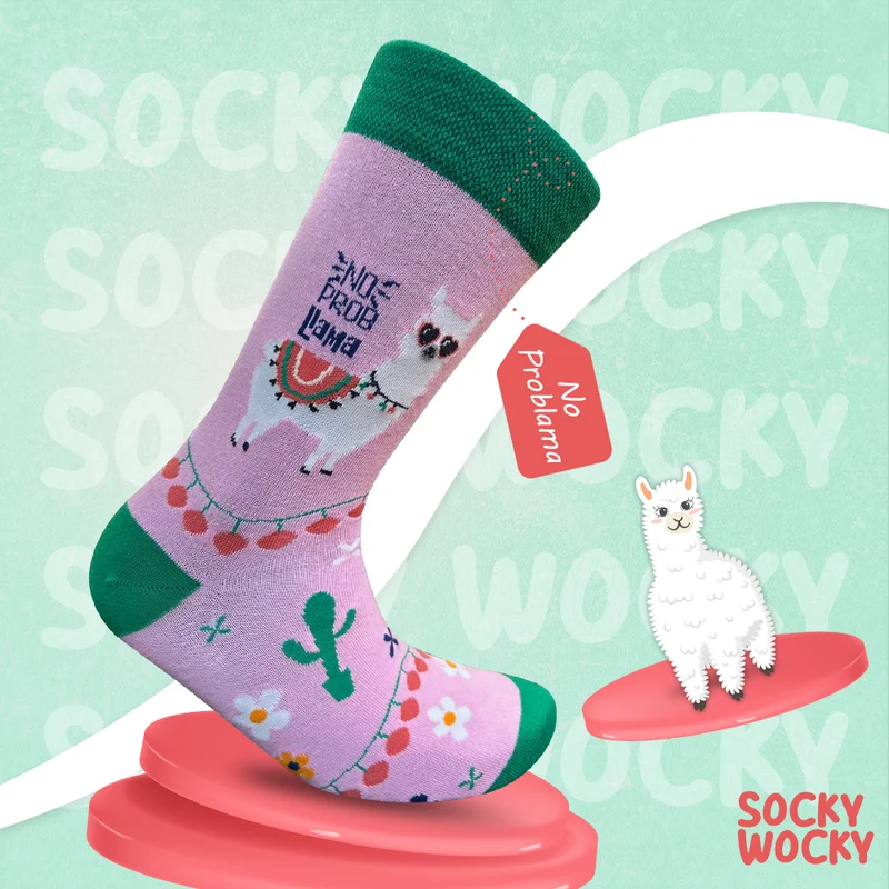 No Prob Llama Socks Funny Animal Series