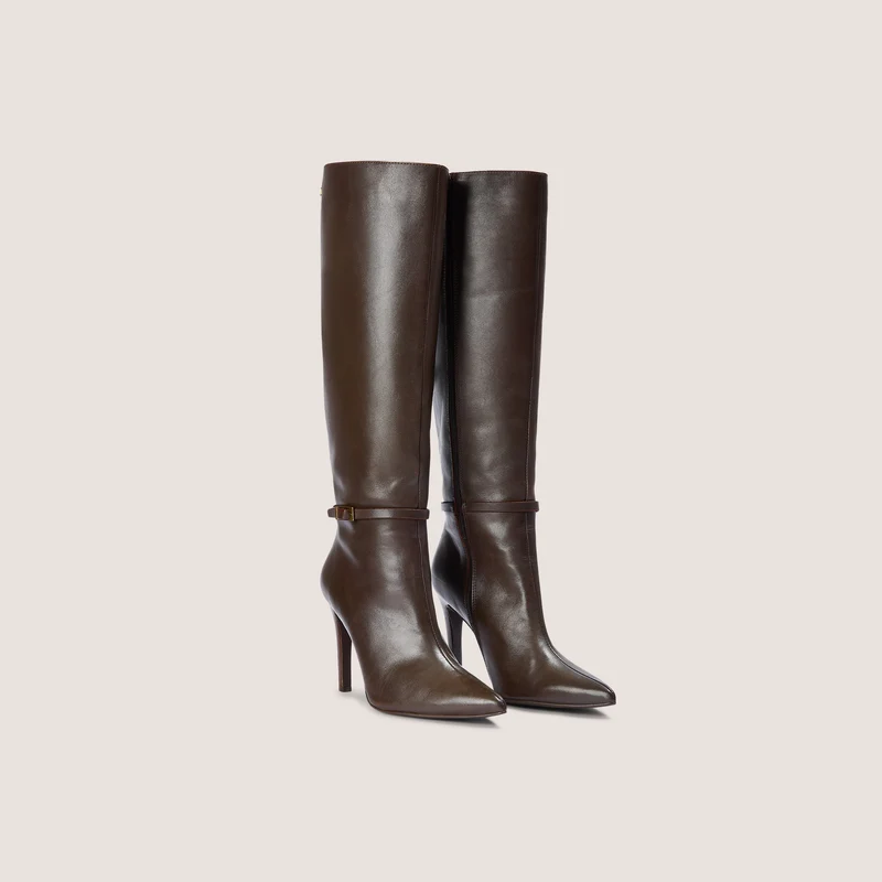 Juni Kniehohe Lederstiefel - Dunkelbrün