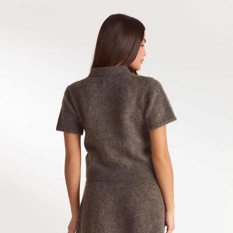 Gestricktes Polotop - Aschbraun