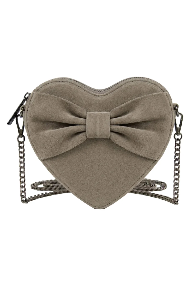 Alpenflüstern Tasche Samtherz mit Schleife taupe