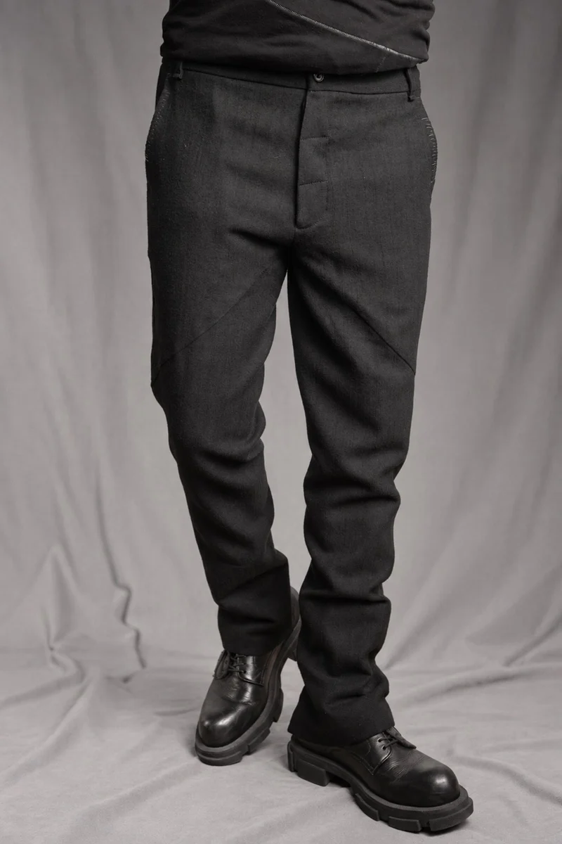 eigensinnig wien | Eisler | Schwarze Slim-Fit Designerhose für Herren aus italienischer Luxuswolle