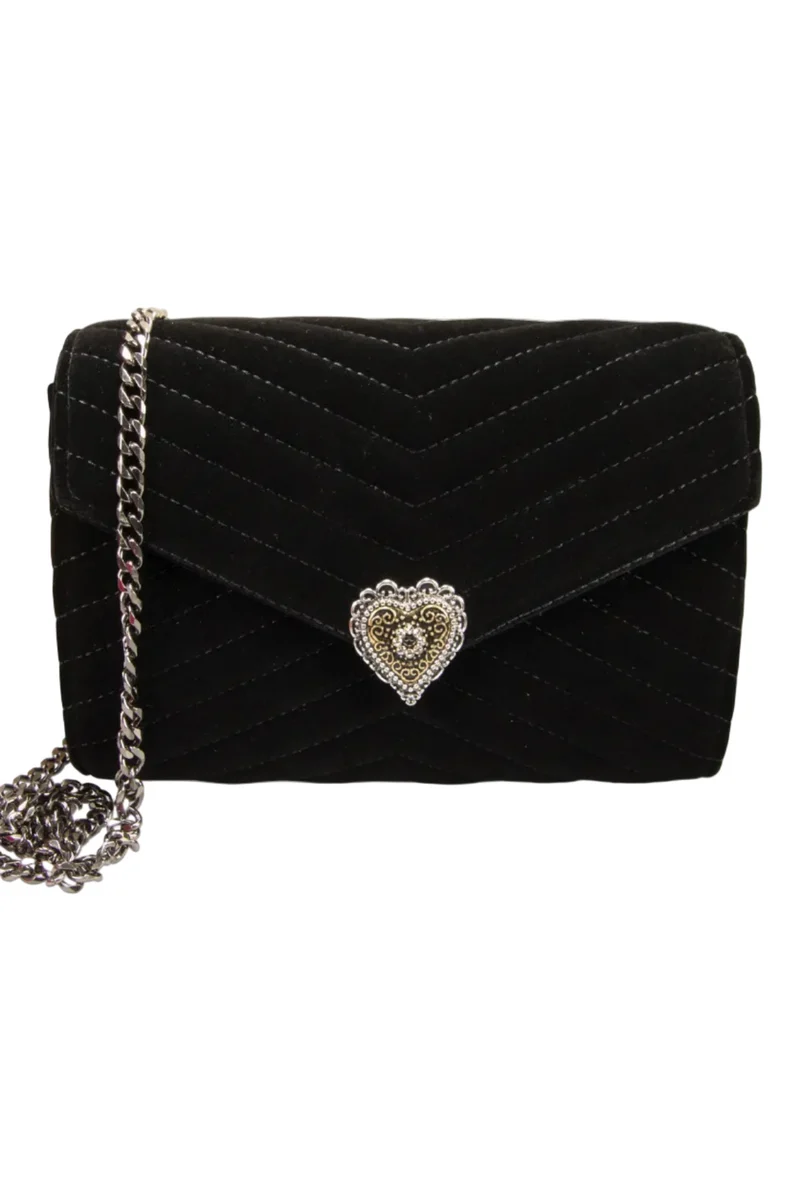 Alpenflüstern Samtclutch Herz schwarz