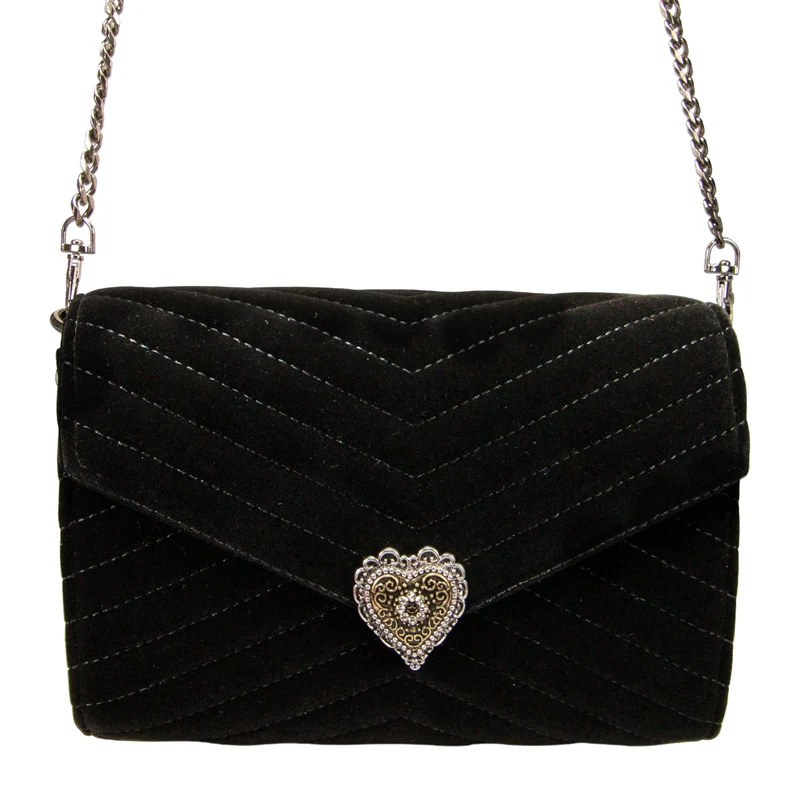 Alpenflüstern Samtclutch Herz schwarz