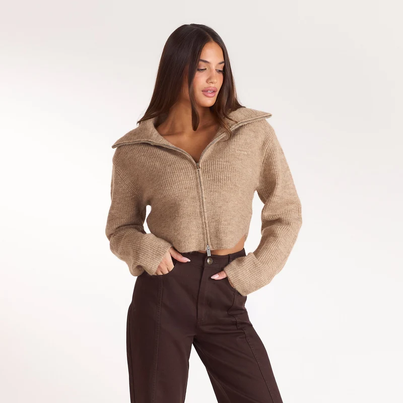 Strukturierte Strickjacke - Keks