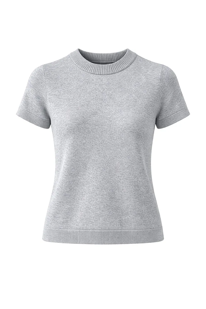 Graues T-Shirt Vera aus Bio-Baumwolle & recyceltem Kaschmir von Pura Clothing