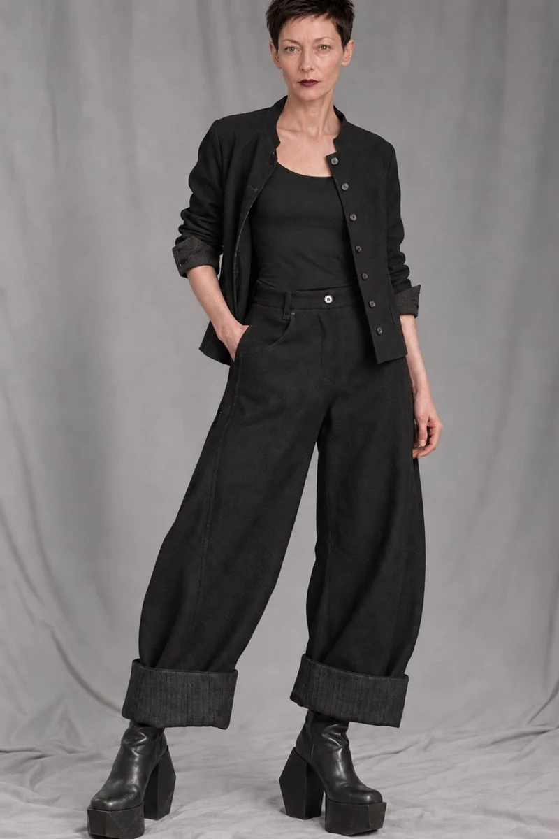 eigensinnig wien | SonNin | Designer-Damenanzug mit Barrel-Leg-Hose aus Luxuswolle