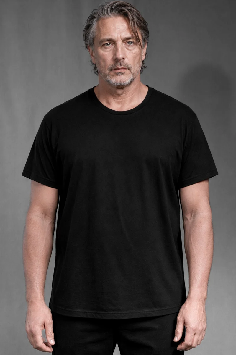 eigensinnig wien | Simandl | Schwarzes, Minimalistisches Designer T-Shirt aus feiner Baumwolle