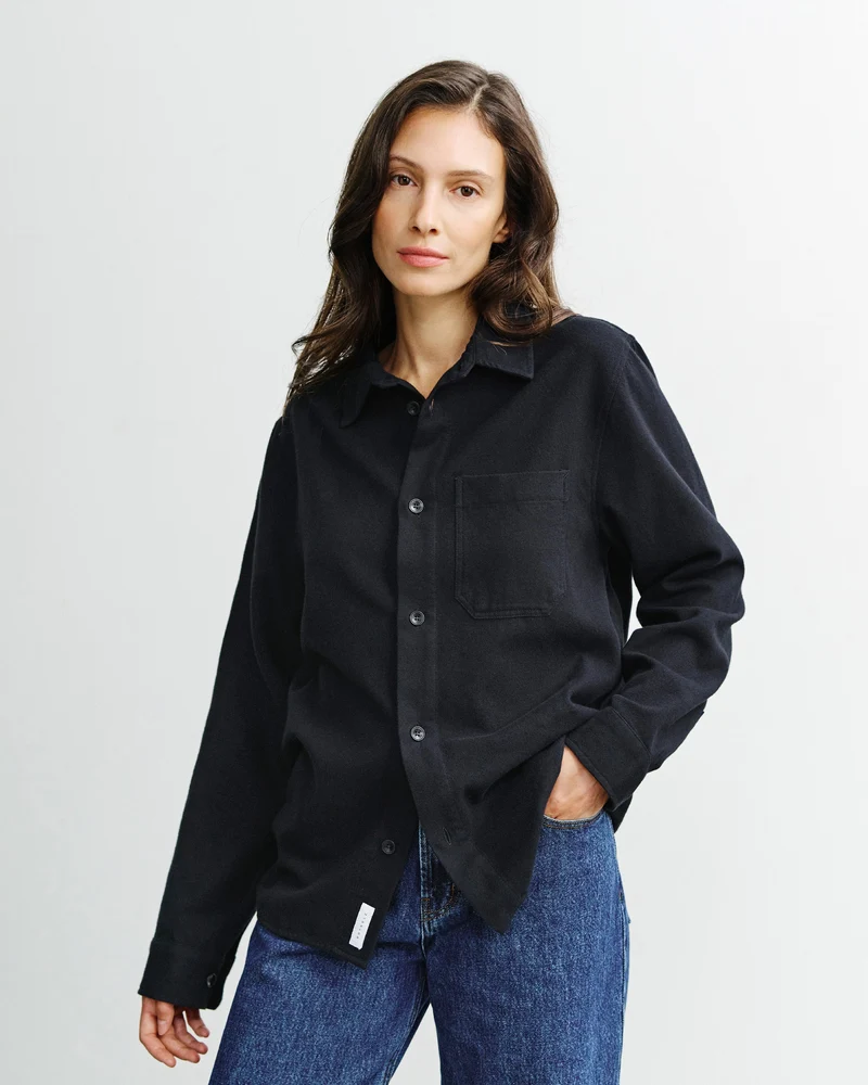 Schwarzes Hemd Flanell aus Bio-Baumwolle von Rotholz