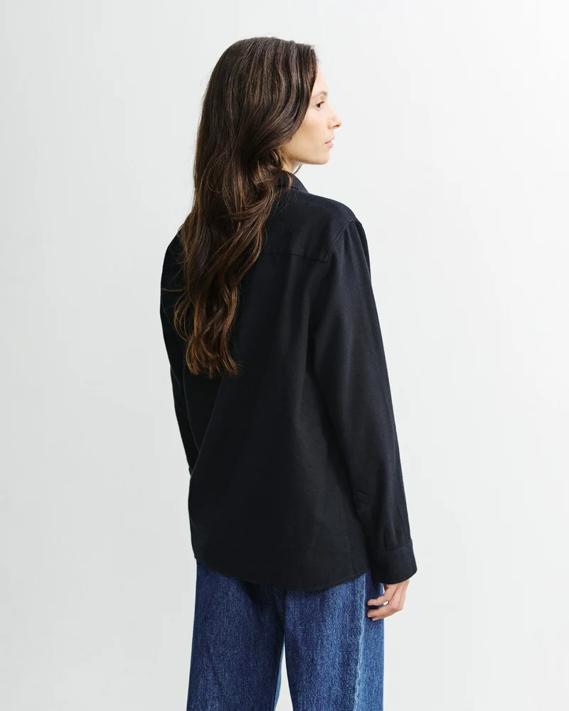Schwarzes Hemd Flanell aus Bio-Baumwolle von Rotholz