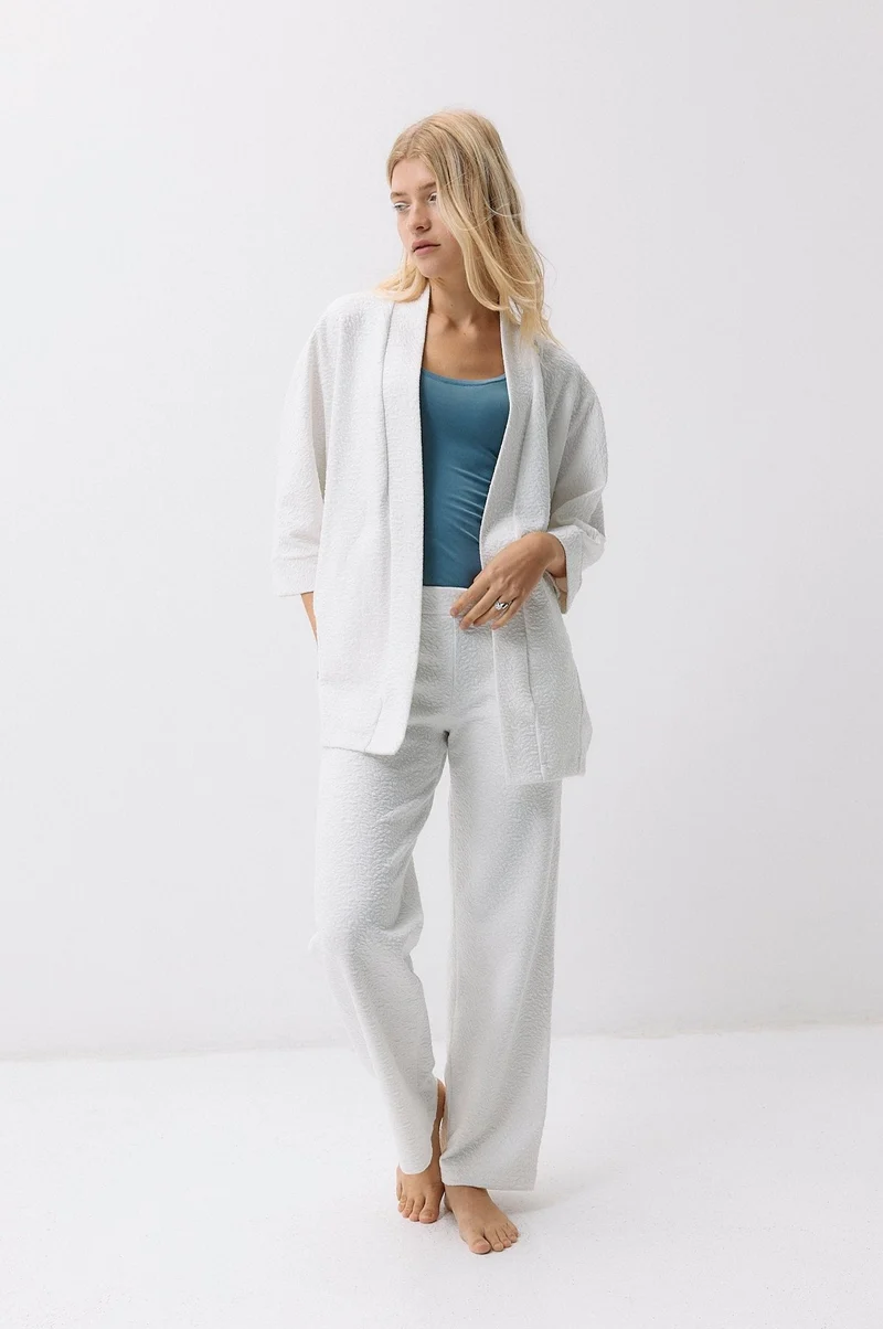 Botanic Lounge Pants - vanilla white aus Bio Baumwolle mit Brennessel-Anteil von Moya Kala