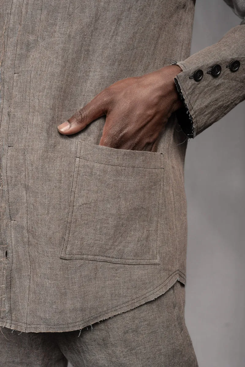 eigensinnig wien | Thoreau | Designer Leinen-Overshirt mit dekonstruierter Silhouette