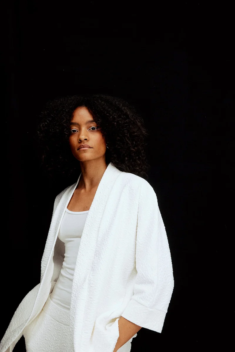 Botanic Jacket - vanilla white aus Bio Baumwolle mit Brennessel-Anteil von Moya Kala