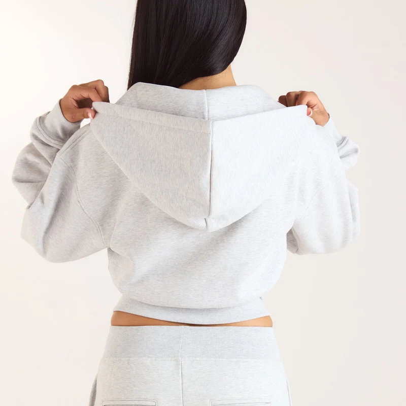 Taillierter Zip-Hoodie - Grau