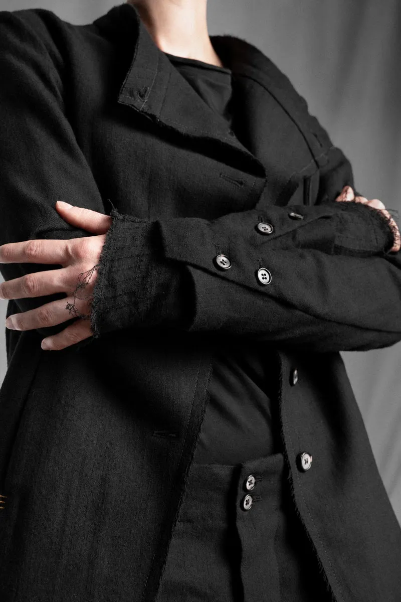 eigensinnig wien | CamFra | Avantgardistischer schwarzer Designer-Hosenanzug für Damen aus italienischer Wolle