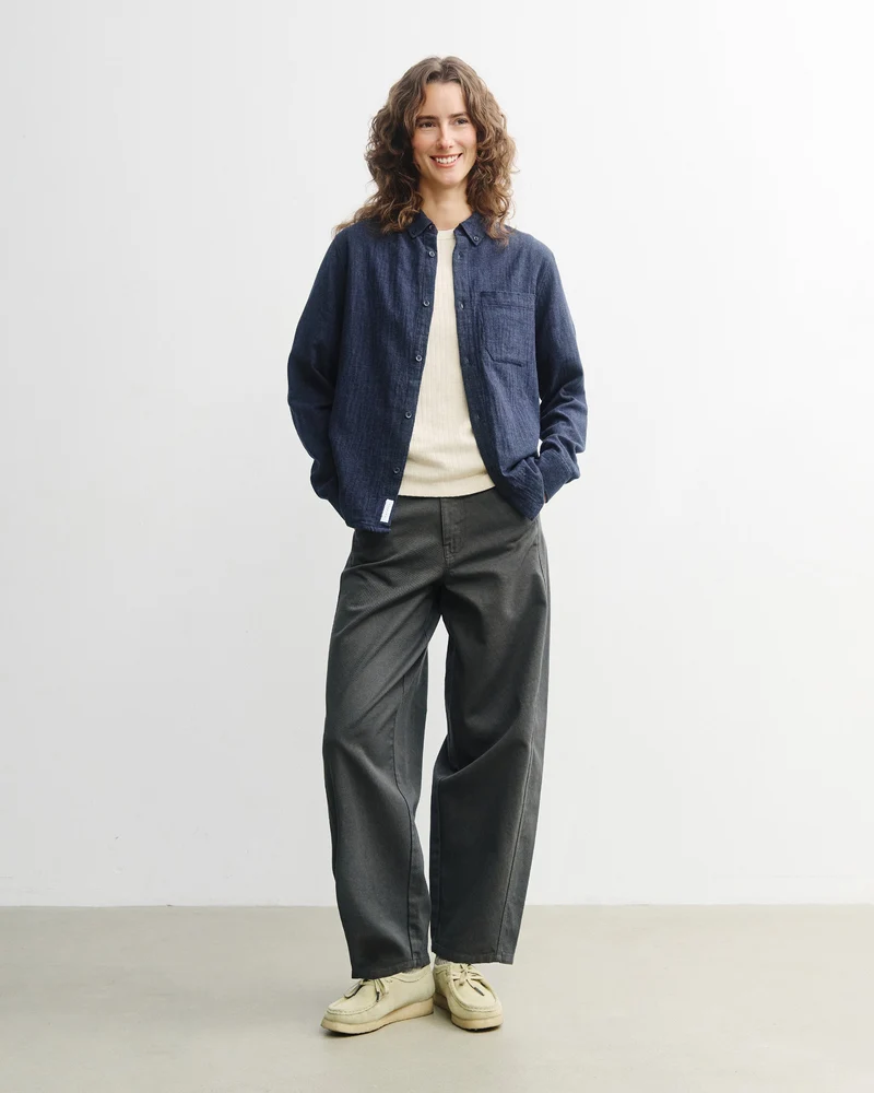 Blaues Hemd Button-Down aus Bio-Baumwolle von Rotholz