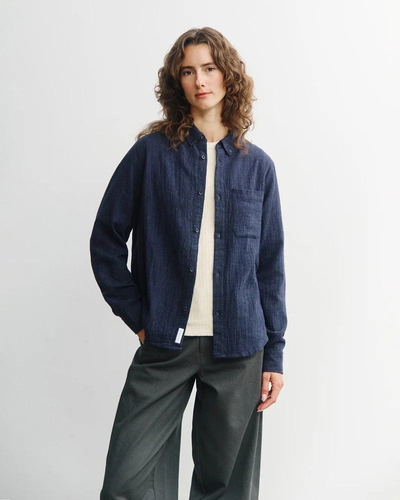 Blaues Hemd Button-Down aus Bio-Baumwolle von Rotholz