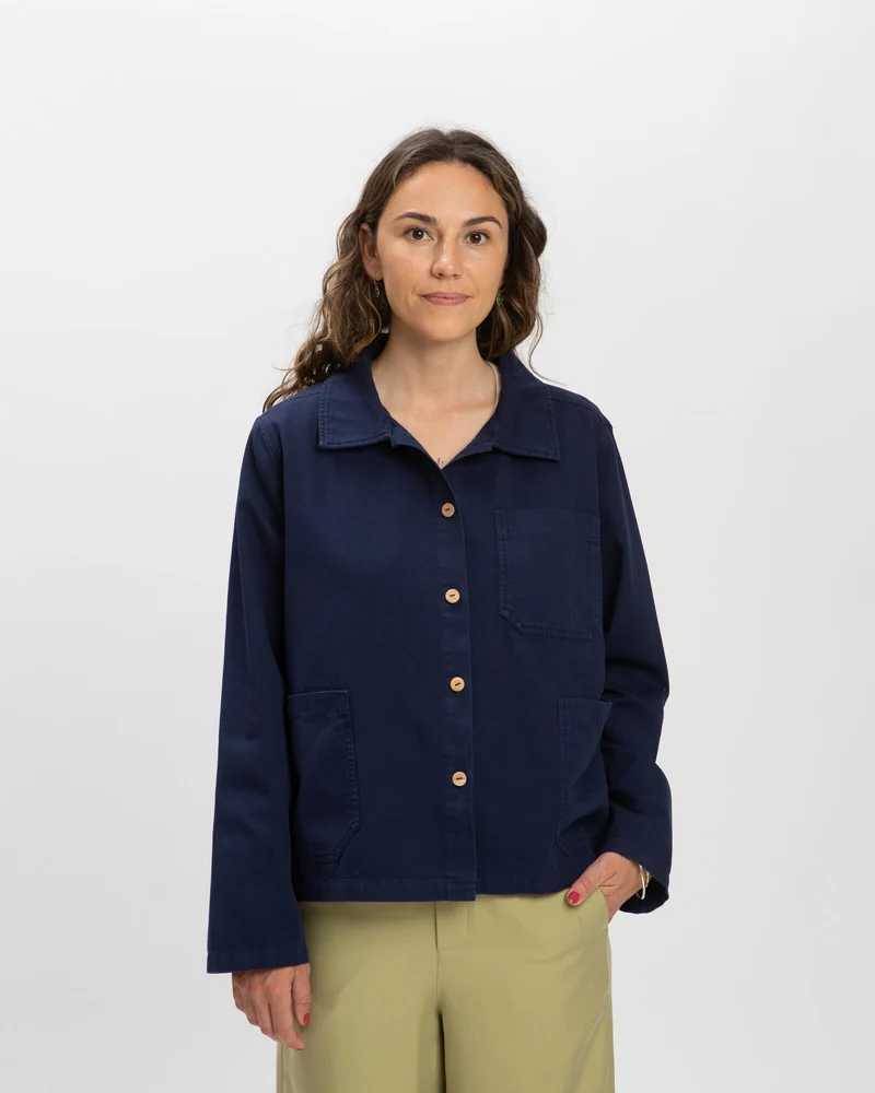 Blaue Twilljacke aus 100% Bio- Baumwolle von Matona