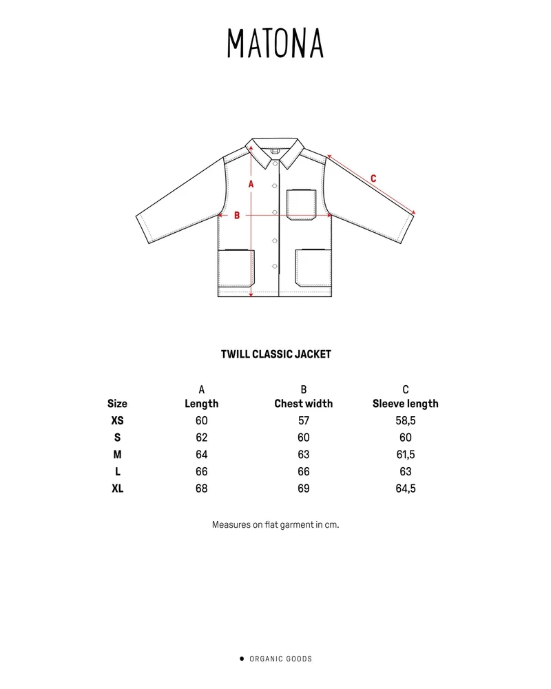 Blaue Twilljacke aus 100% Bio- Baumwolle von Matona