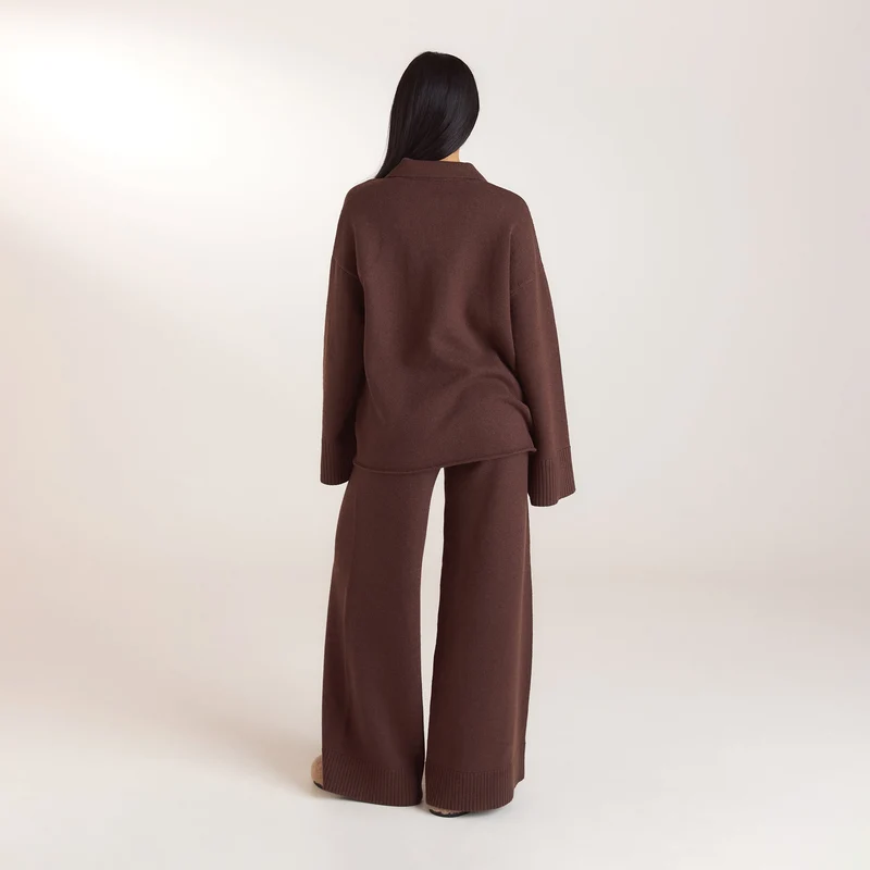 Oversize Strickjacke mit V-Ausschnitt - Schokolade