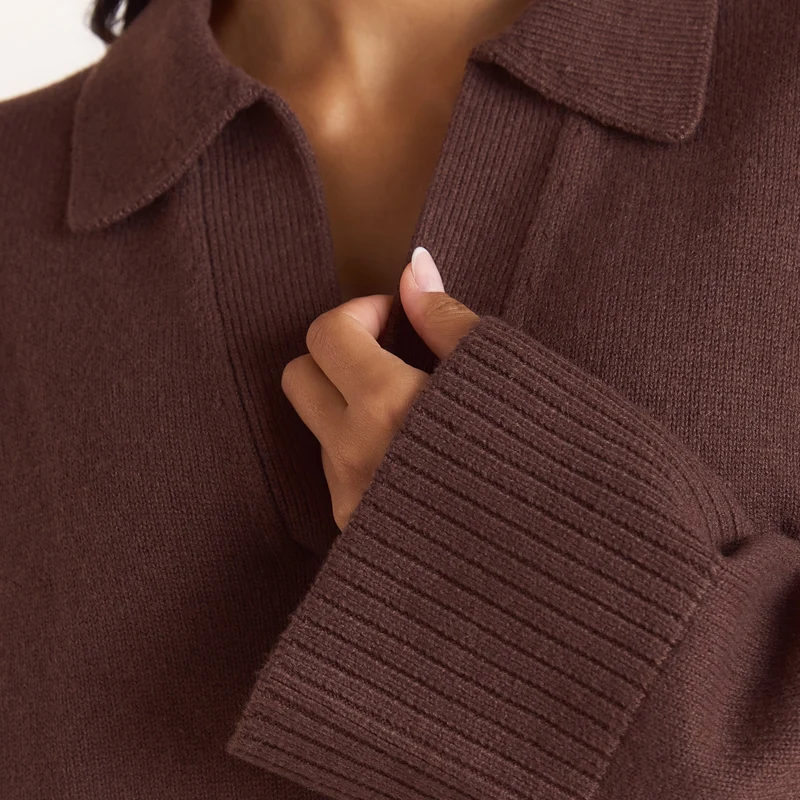 Oversize Strickjacke mit V-Ausschnitt - Schokolade
