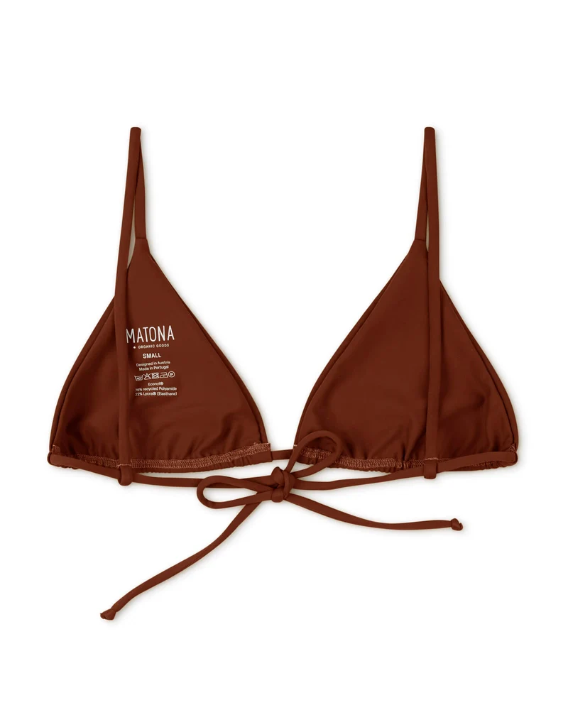 Rot-braunes Triangle Bikini Top aus recyceltem Polyamid von Matona