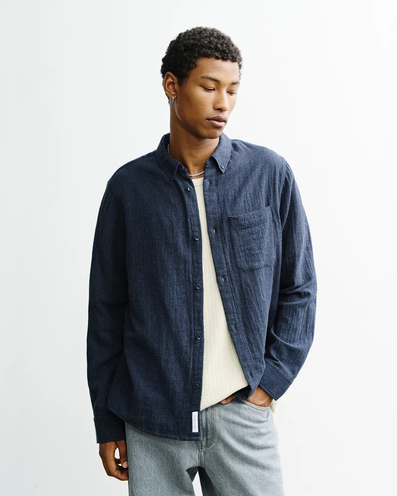 Blaues Hemd Button-Down aus Bio-Baumwolle von Rotholz