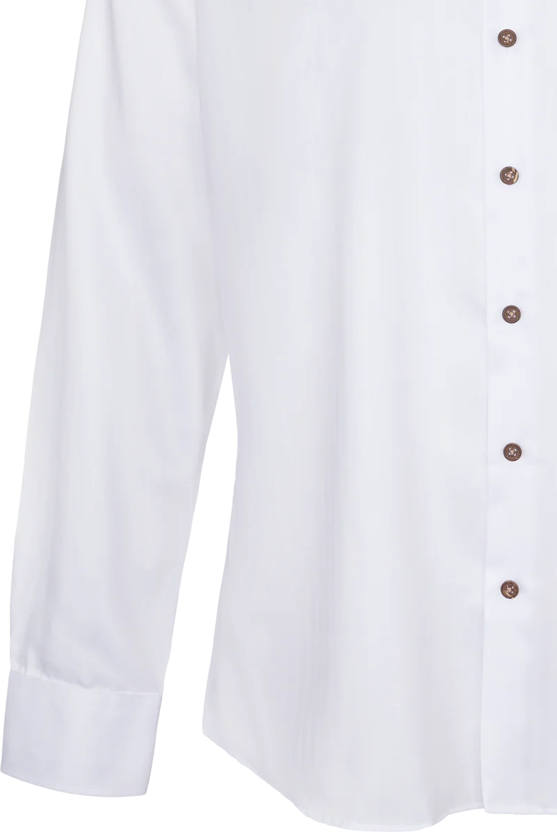 Herren Trachtenhemd mit kontrastfarbigem Stehkragen - weiß/beige