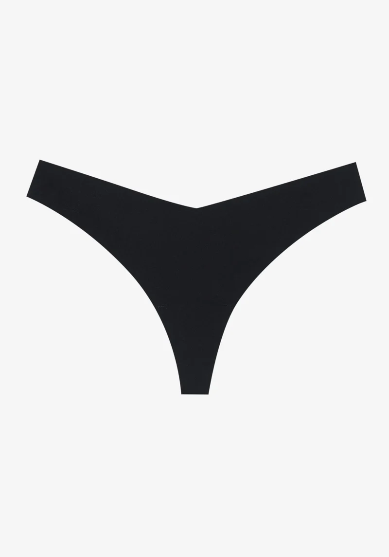 Schwarzer Thong Invisible Seamless aus recyceltem Nylon von Nivays