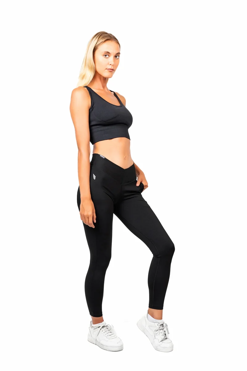 Schwarze Leggings Gravity V-Shaped aus recyceltem Polyester von Nivays