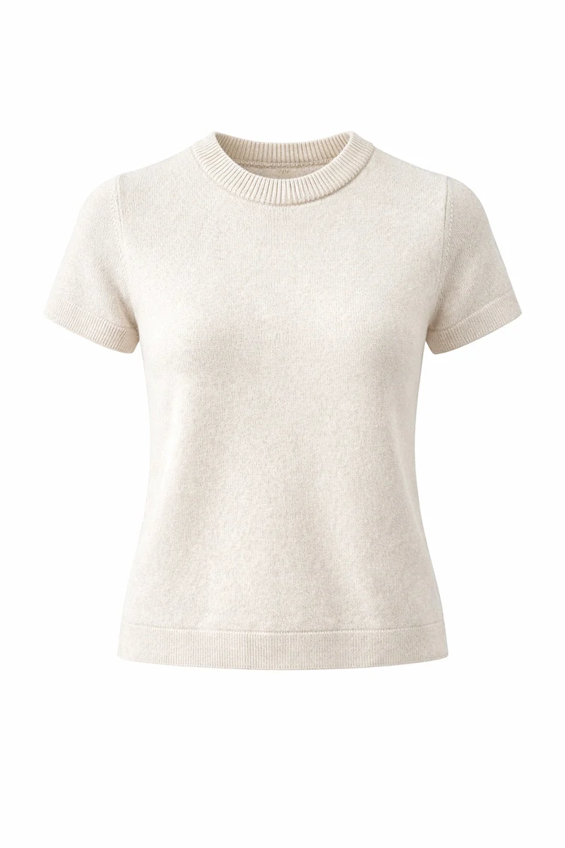 Ecru T-Shirt Vera aus Bio-Baumwolle & recyceltem Kaschmir von Pura Clothing
