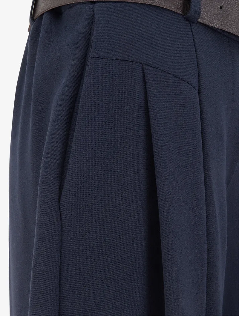 Weit geschnittene Hose mit hoher Taille - Marine