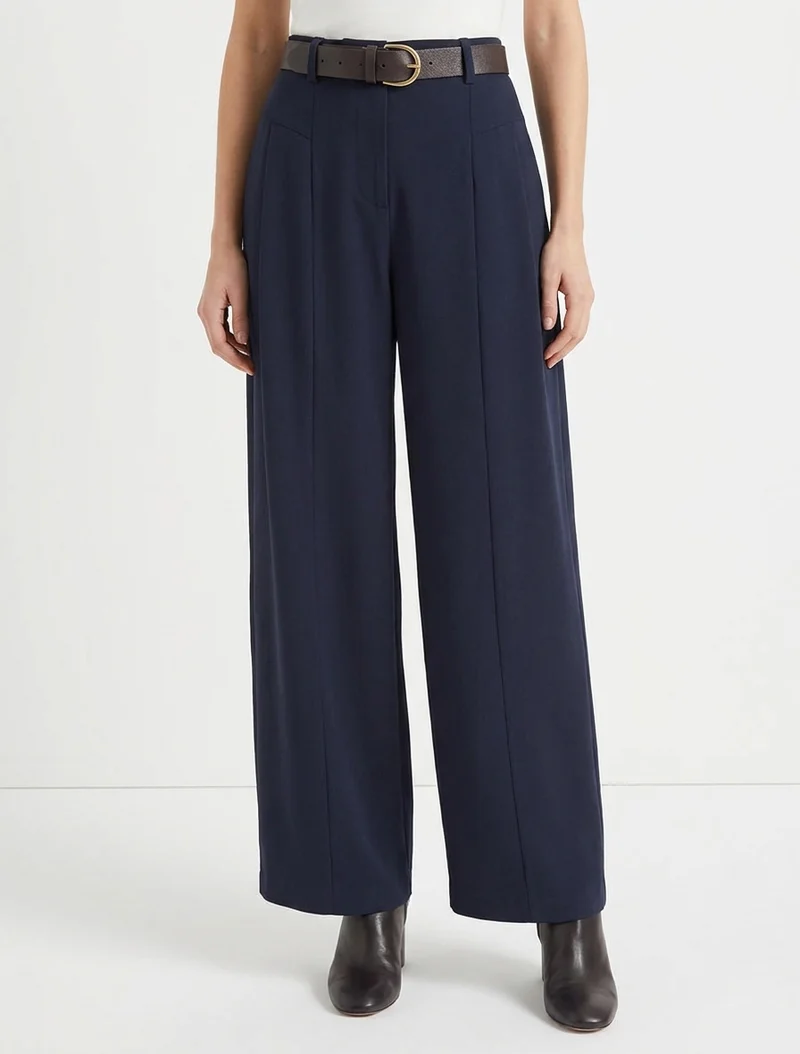 Weit geschnittene Hose mit hoher Taille - Marine