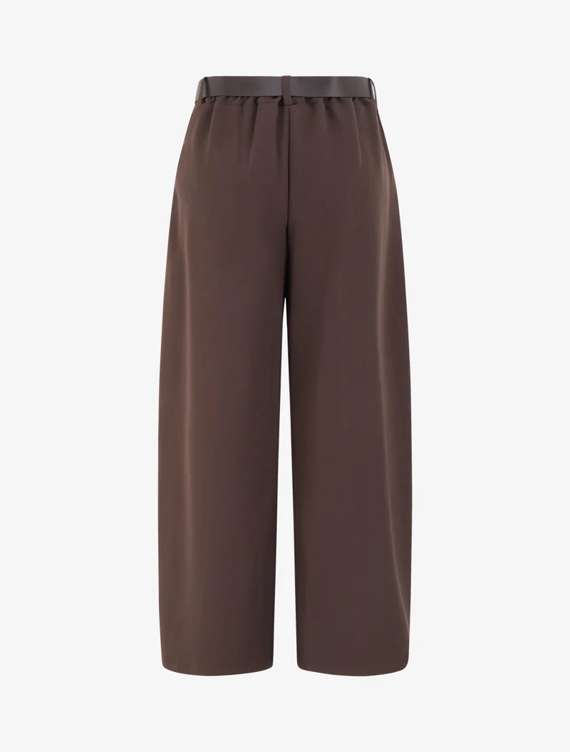 Weit geschnittene Hose mit hoher Taille - Schokolade