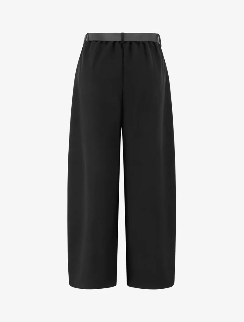 Weit geschnittene Hose mit hoher Taille - Schwarz