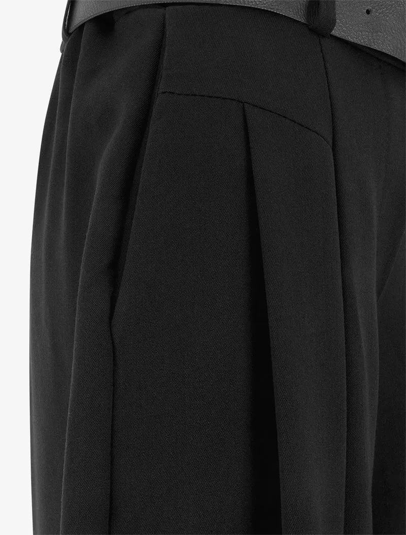 Weit geschnittene Hose mit hoher Taille - Schwarz