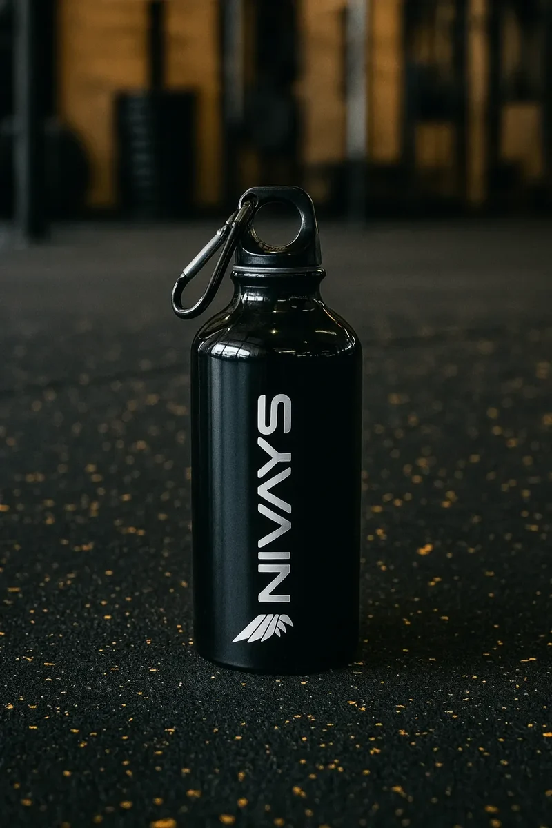 Schwarze Trinkflasche Sports aus recyceltem Aluminium von Nivays / Aluminium Sports Bottle